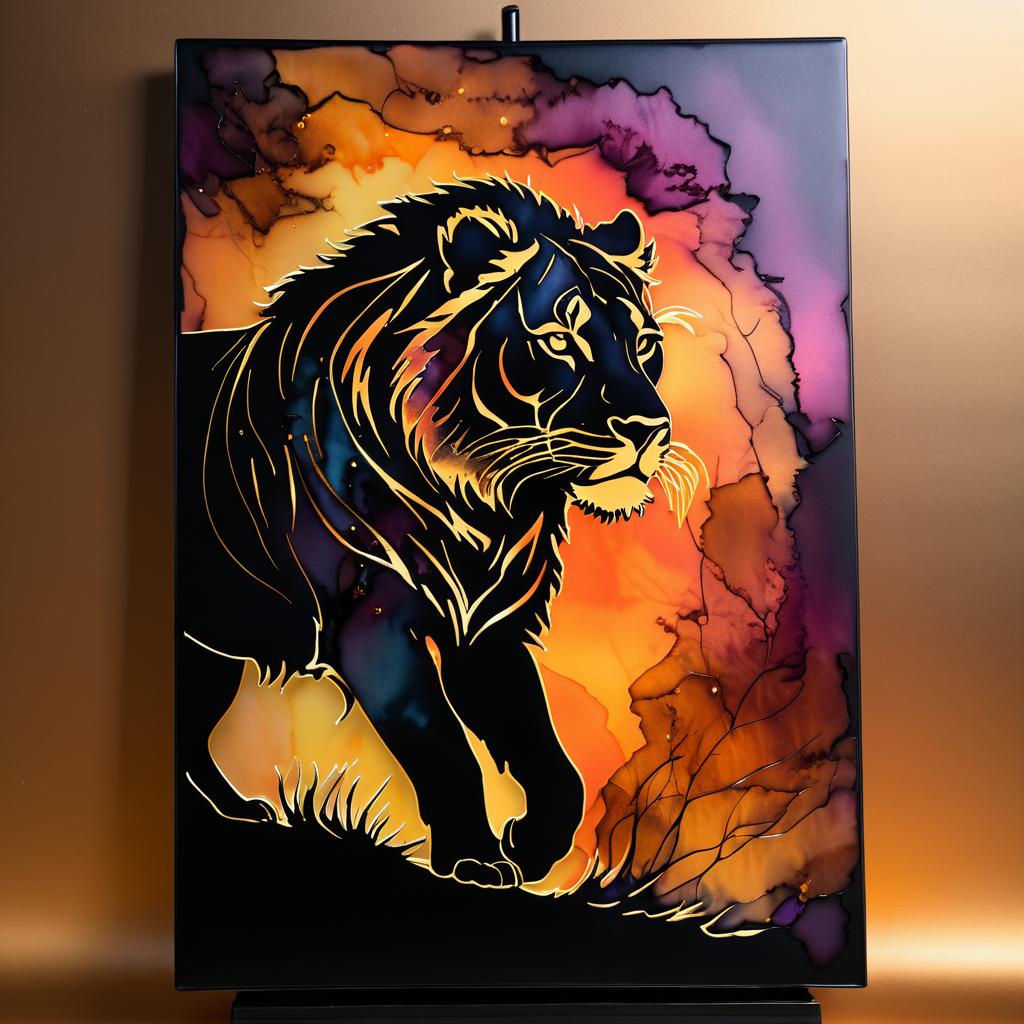 Fierce Lioness Silhouette with Ink Accents