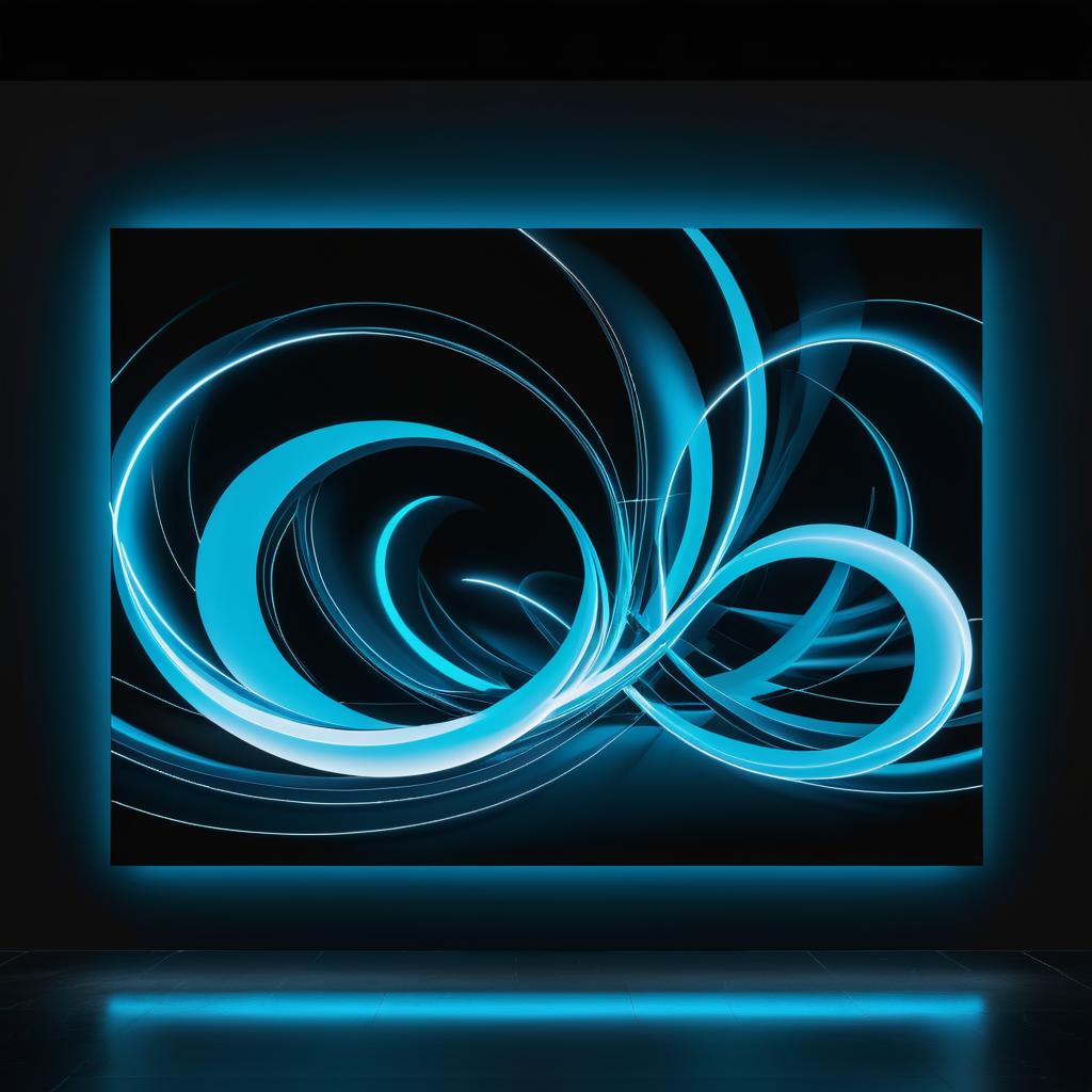 Sophisticated Cyan Light Painting Artwork