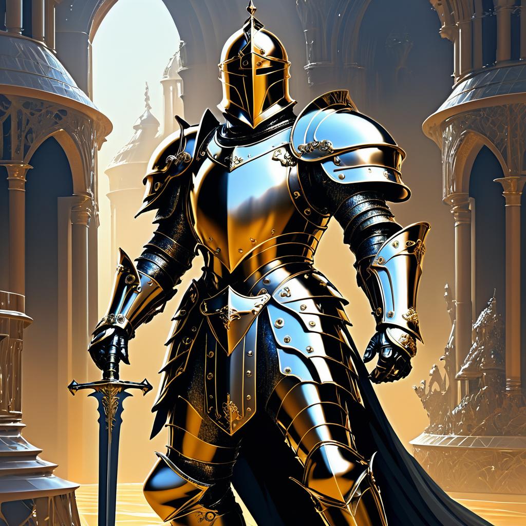 Elegant Knight in Intricate Metal Armor