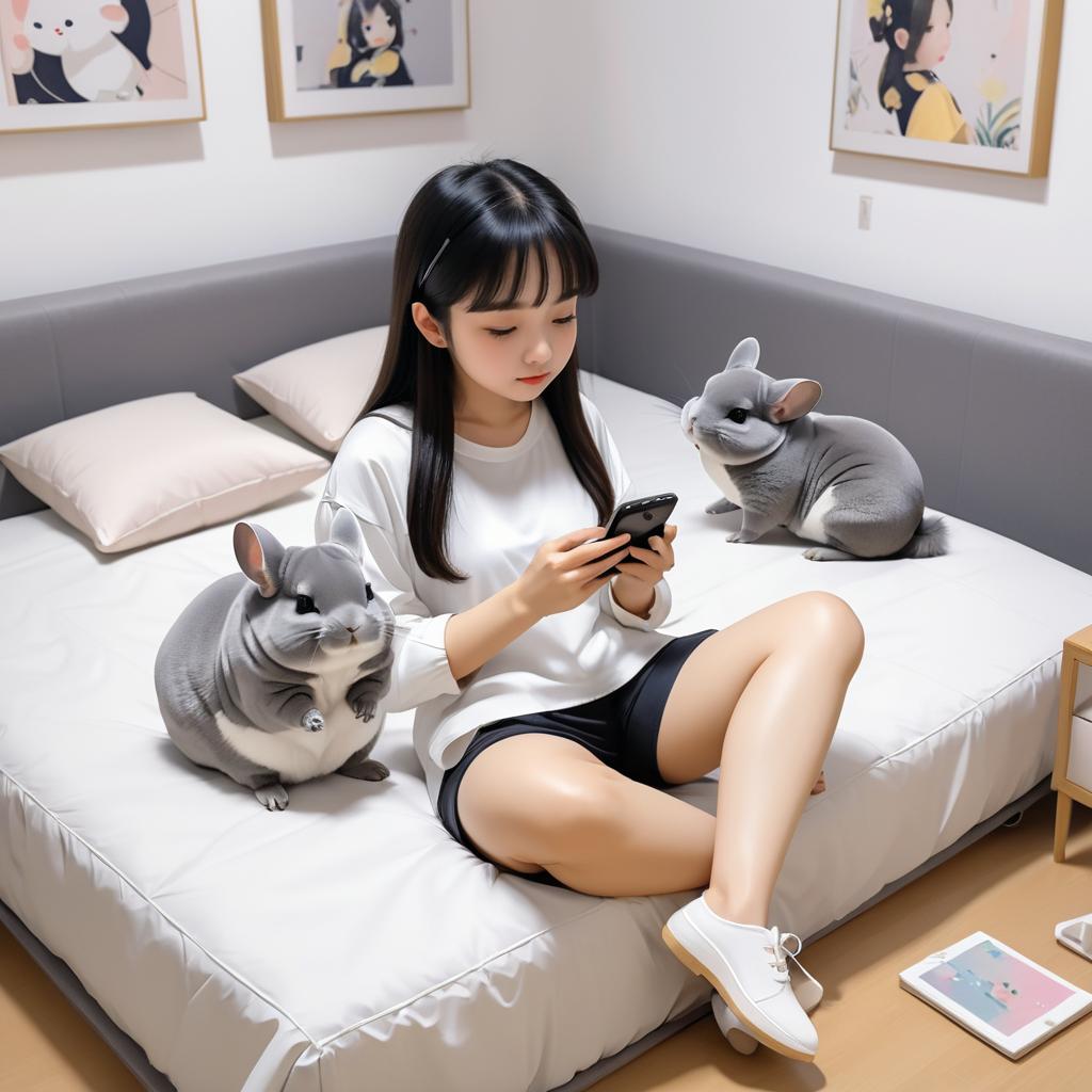 Chinchilla Companion in Anime Bedroom