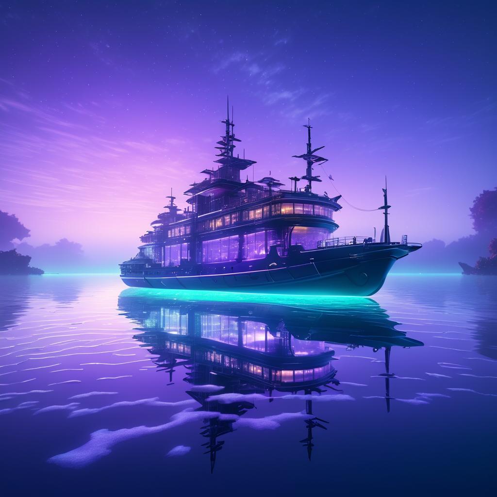 Ethereal Underwater Vessel in Lavender Dusk