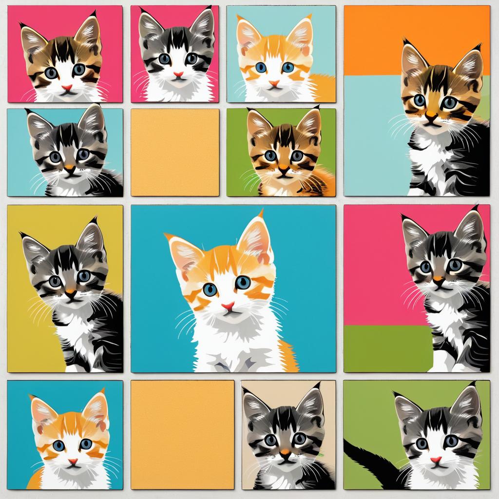 Playful Kitten Collage Art Poster