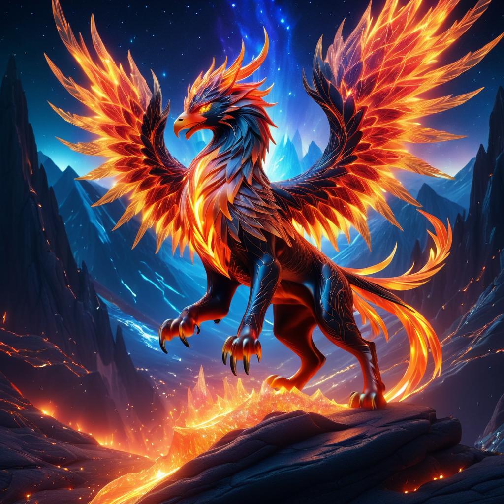 Mystical Griffin with Magma Veins