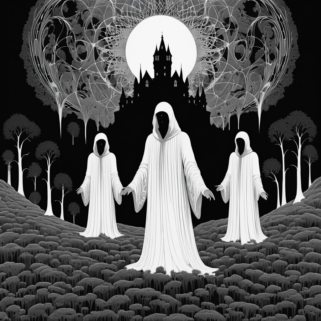 Haunting Black and White Spectral Illustrations