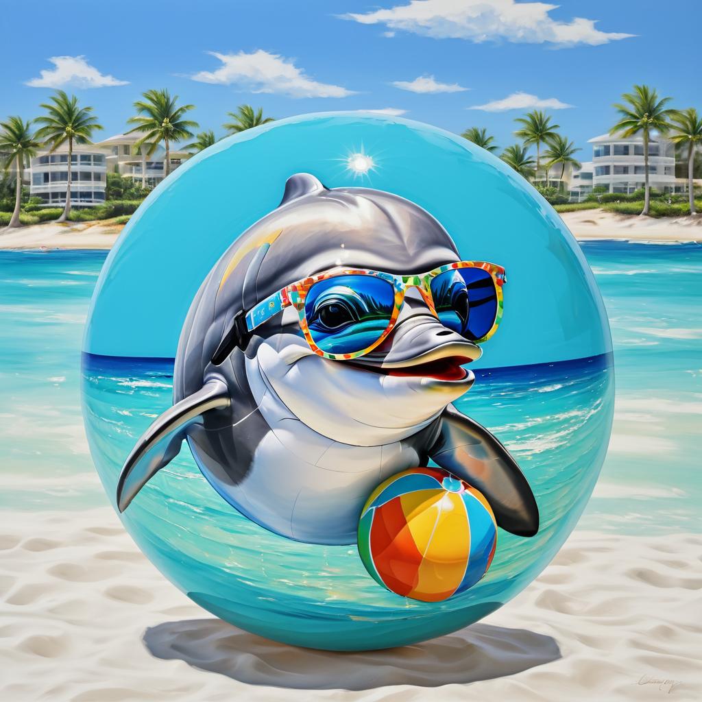 Charming Dolphin Portrait with Beach Ball