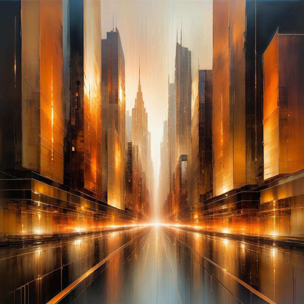 Futuristic Cityscape Abstract Painting