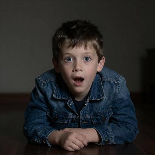 Intense Expression of a Young Boy