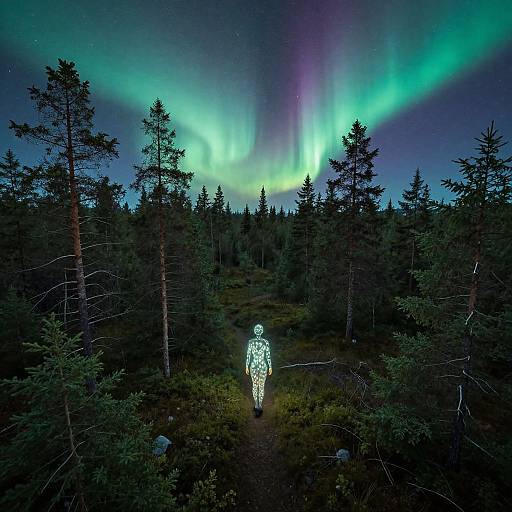 Ethereal Solitude Beneath Aurora Lights