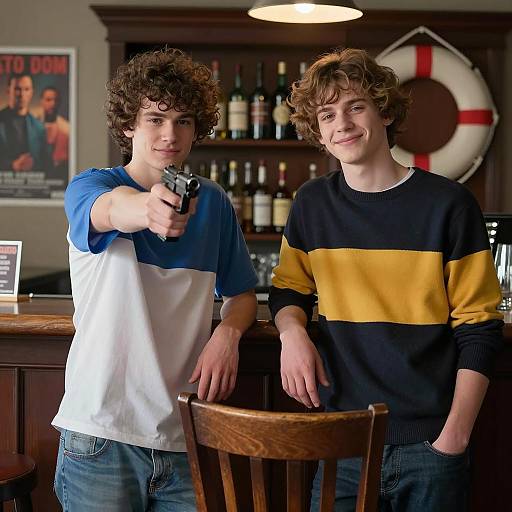 Teenage Boys in a Bar Scene