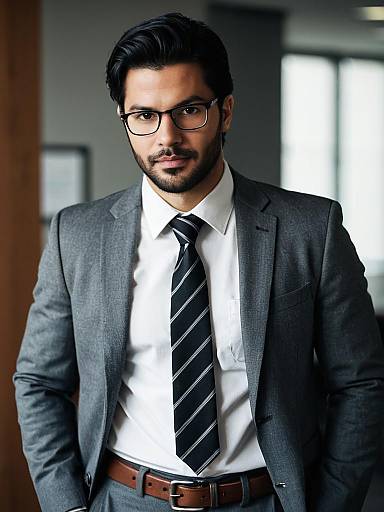 Portrait of Confident Businessman in Grey Suit