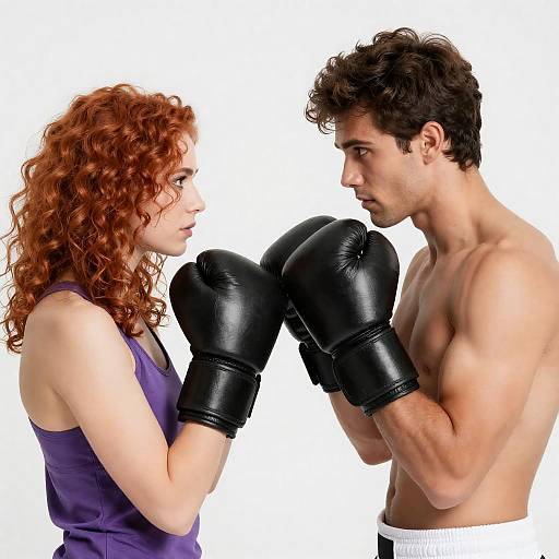 Dynamic Boxing Stance of Muscular Duo