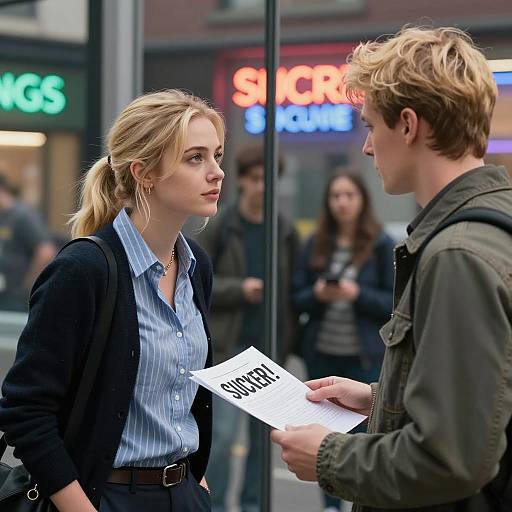 Urban Neon Scene with Two Characters