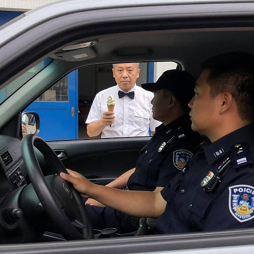 Three Men in a Car with Ice Cream