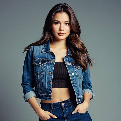 Young Woman in Denim Outfit