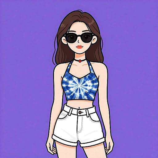 Casual Summer Woman in Tie-Dye Crop