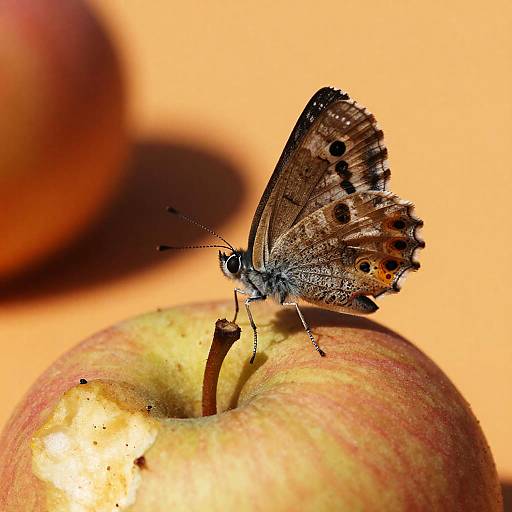 Close-Up Butterfly on Eaten Apple