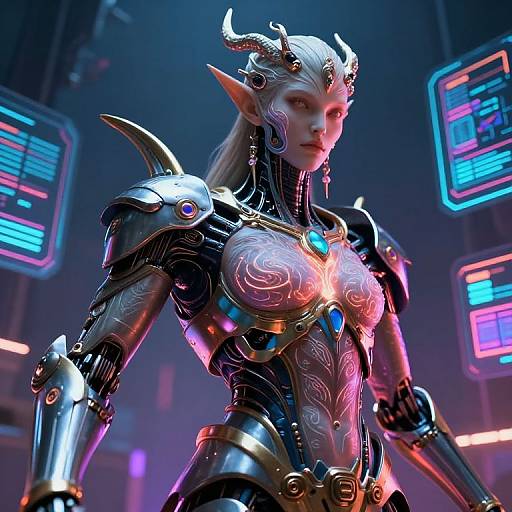 Cybernetic Demigod in Neon Glow