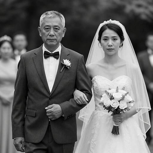 Serious Couple in Timeless Wedding Photo