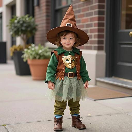 Toddler in Detailed Elf Wizard Costume
