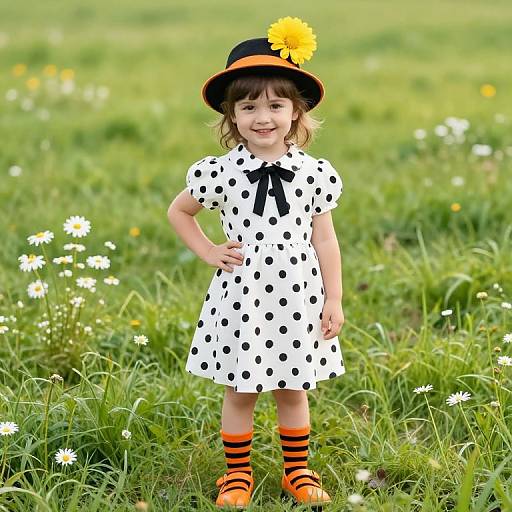 Confident Girl in Polka Dot Dress