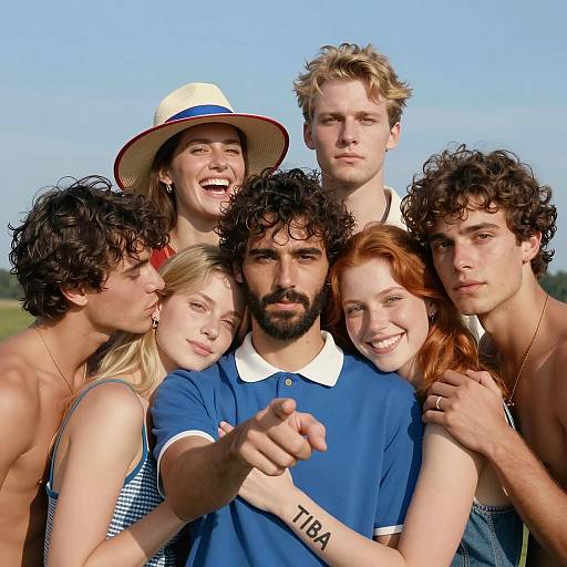 Group of Friends in Embrace Outdoors