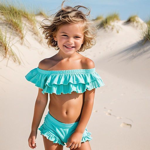 Mischievous Beach Kid with Vibrant Dunes