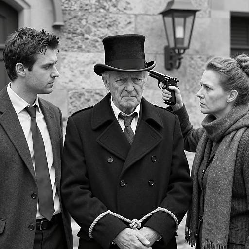 Dramatic Black and White Standoff Scene