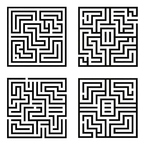 Intricate Black-and-White Maze Patterns