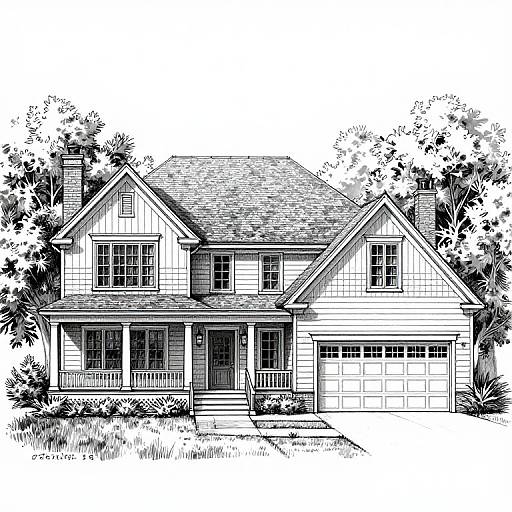 Detailed Black-and-White Horton Manor Sketch