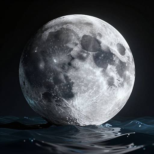 Surreal 3D Hollow Moon with Ocean