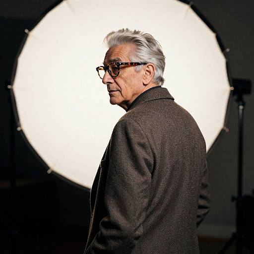 Elderly Man Portrait in Tailored Overcoat
