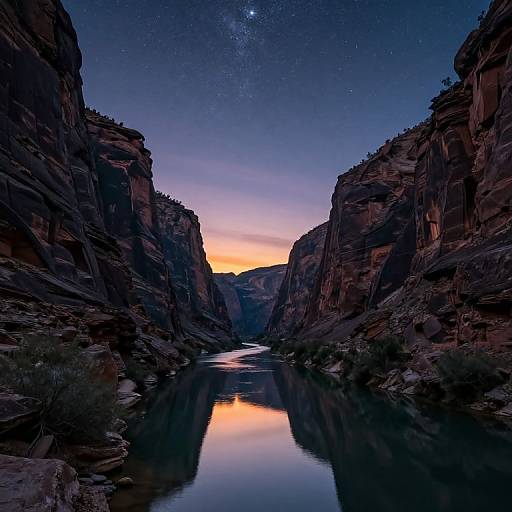 Twilight Serenity in a Starry Canyon