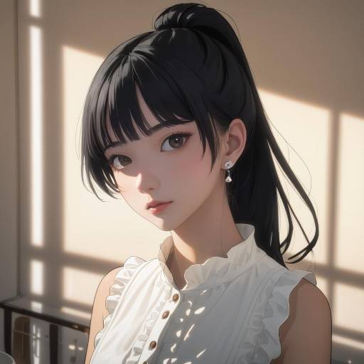 Elegant Anime Portrait of a Young Woman