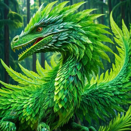Mythical Green Velociraptor in Fractal Dance