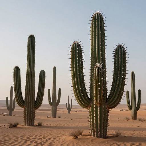 Colossal Spiked Cacti in Desert