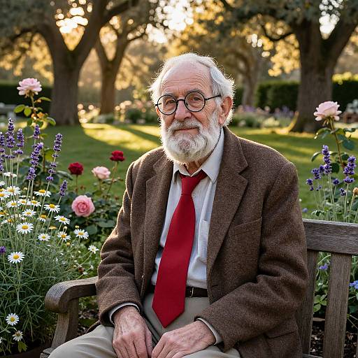 Serene Elder in Sunlit Garden