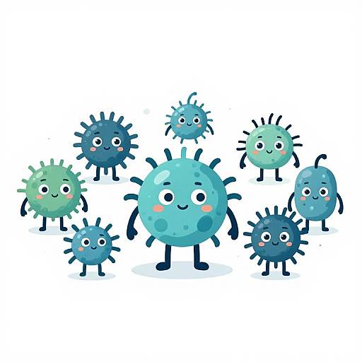 Cute Personified Germs Illustration