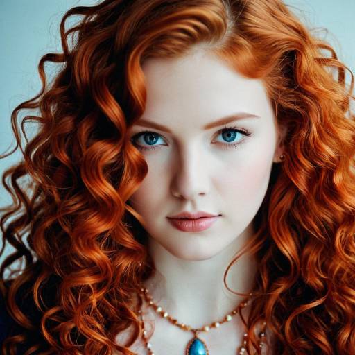 Realistic Portrait of a Girl with Wavy Red Hair