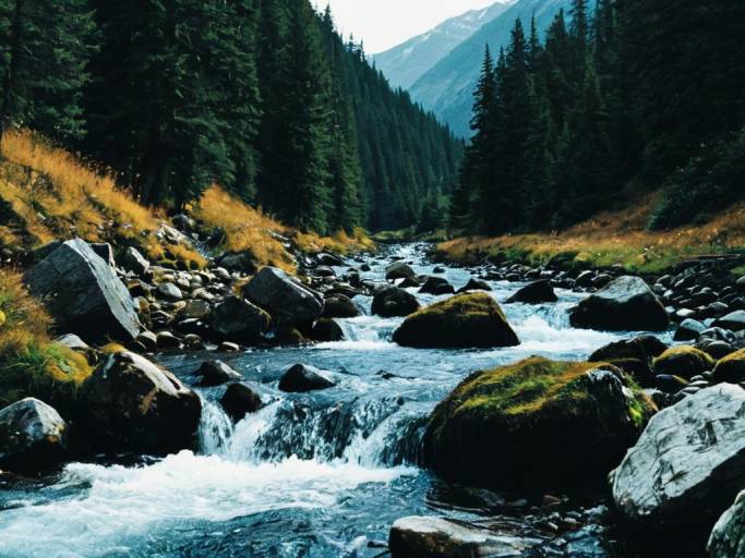 Scenic Mountain Stream Nature Wallpaper