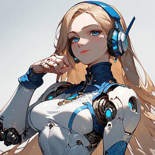Anime Android Girl with Headphones