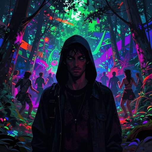 Vibrant Forest Rave Illustration