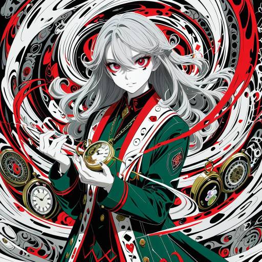 Elegant Anime Character with Pocket Watches