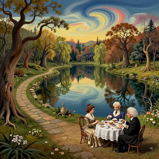 Surreal Forest Pond Tea Party