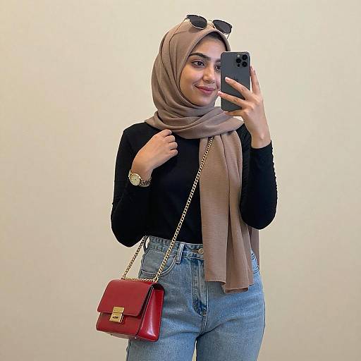 Young Woman Mirror Selfie in Casual Style