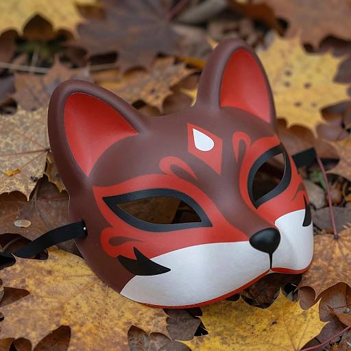 Intricate Dark Brown Fox Mask Design
