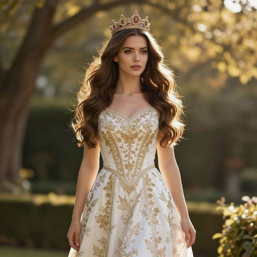 Elegant Woman in Sunlit Garden