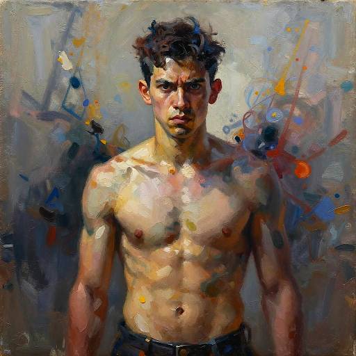 Avant-Garde Portrait of Fierce Young Man