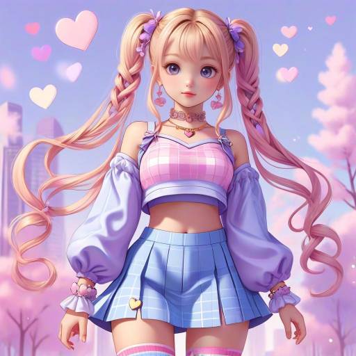 Playful Anime Girl with Vibrant Style