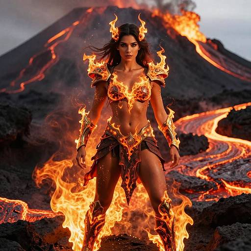Fiery Volcanic Warrior Woman