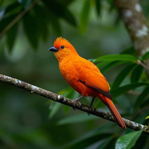 Vibrant Orange Exotic Bird in Jungle